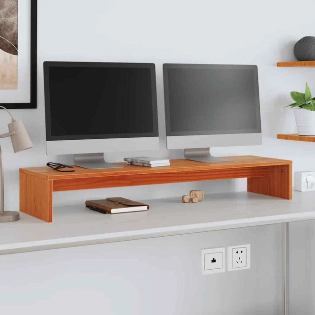 vidaXL Monitorstandaard met lades 100x27x15 cm bewerkt hout wit, monitorverhoger, monitor standaard, bureau organiser, bureauorganiser