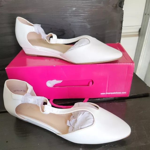 Dream Pairs Estella pointed toe ballet flats Gladiator ties white sz 7.5