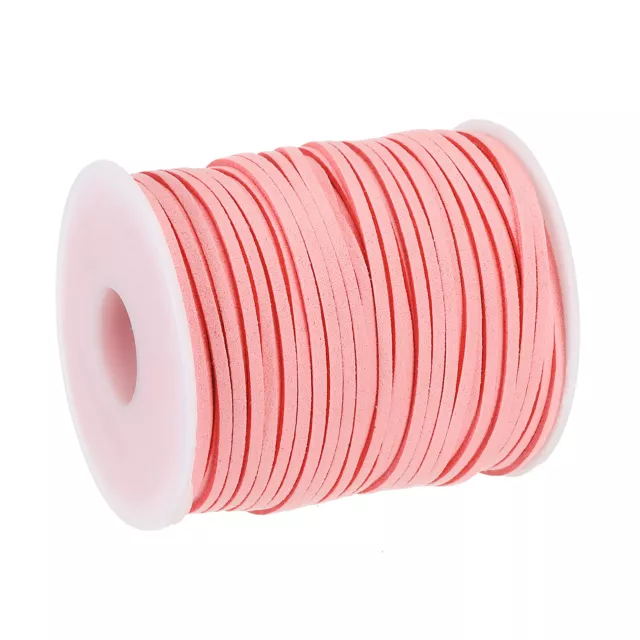 49.21 Yard 2.6mm Flat Leather Cord Suede String for DIY Crafts Coral Pink 1Roll