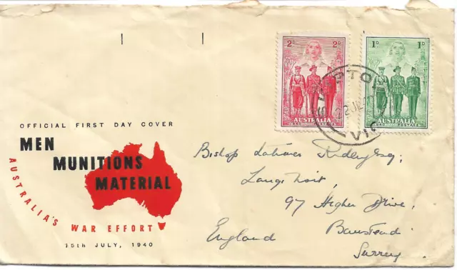 AUSTRALIAN IMPERIAL FORCES 1d AND 2d ON COVER TO ENGLAND REF 2450