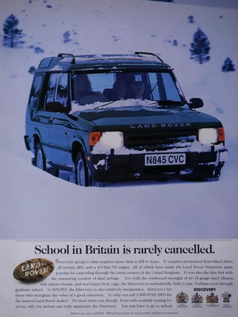 1996 Land Rover Discovery VTG School Rarely Cancel In Britain Original Print Ad
