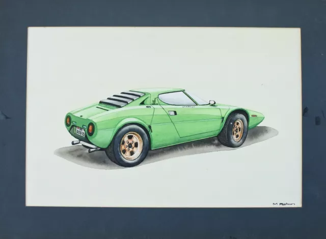 Lancia Stratos Watercolor by Unknown Artist, Mounted, Unframed