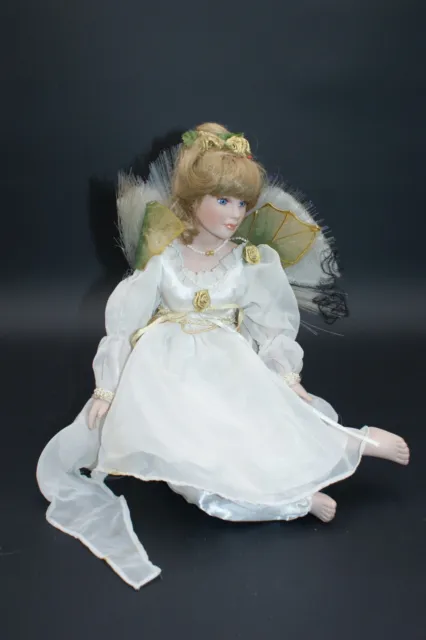 Heritage Signature Porcelain Angel Fairy Doll - Battery, Optical, Blue Eyes