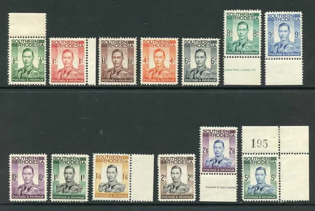 Southern Rhodesia SG40/52 1937 Set of 13 M/M Cat 85 Pounds