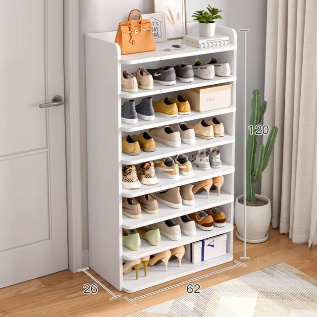 8 Tier Wooden Shoe Rack Tall Storage Shelf Unit Cabinet Footwear Stand Organiser
