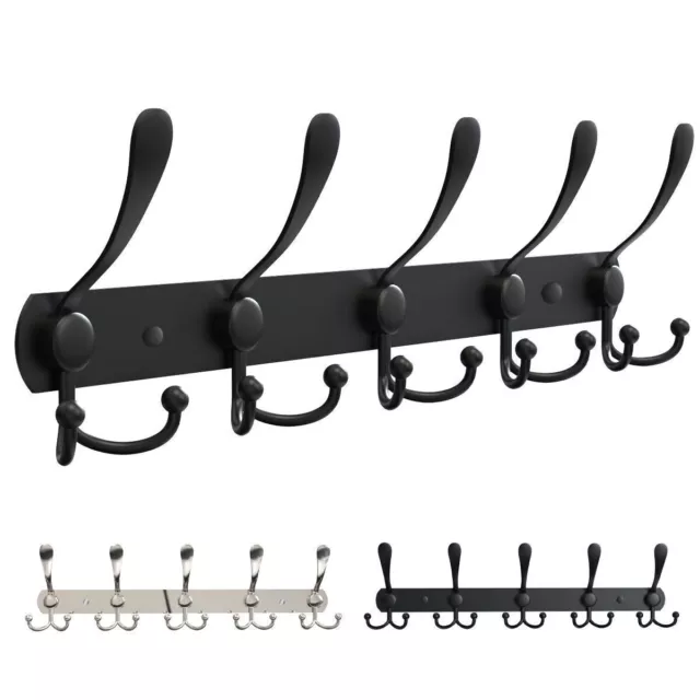 15 Hook Wall Mount Hanger Towel Rack Stainless Steel Coat Robe Hat Clothes Rack