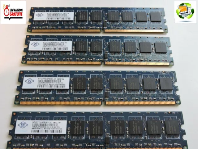 Lot Of 4X Nanya 1Gb Ddr2 (Pc2-5300-555-12-G1 1Gb 2Xr8.667.Ecc)