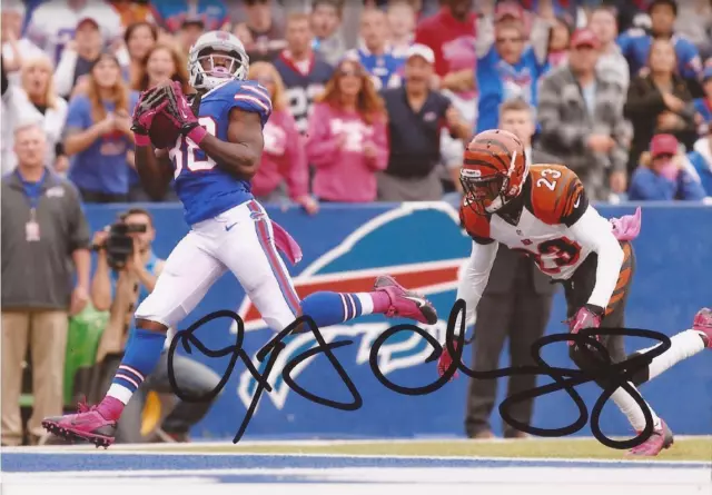 BUFFALO BILLS: MARQUISE GOODWIN SIGNED 6x4 NFL ACTION PHOTO+COA **PROOF**