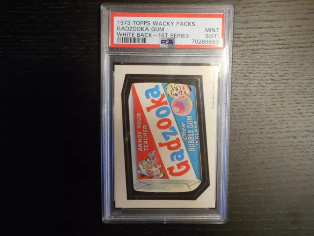 1973 Topps WACKY PACKAGES 1st Series Gadzooka Gum WHITE Back PSA 9 st (MINT) 💎