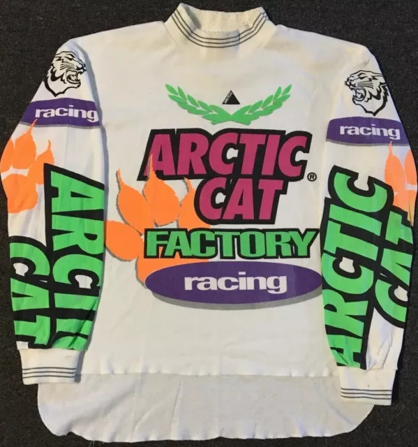 Vtg 90s AXO Arctic Cat Snowmobile Racing AOP Jersey Shirt M Motocross Fox Grunge