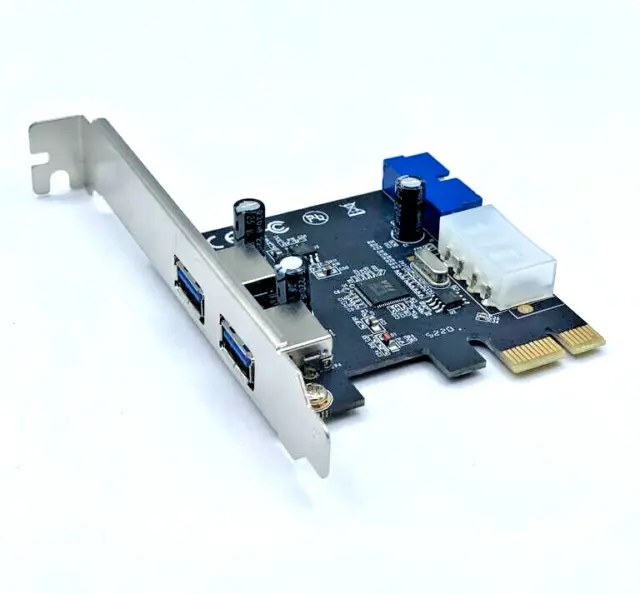 SCHEDA DI ESPANSIONE USB 3.0 PCIe 2 PORTE SupeSpeed C1740 BASSO PROFILO + DRIVER