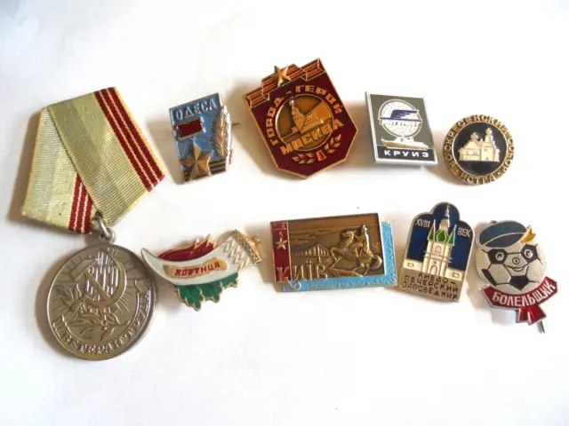 Lot of 9 Different Vintage USSR - Russia - Soviet Union Pins