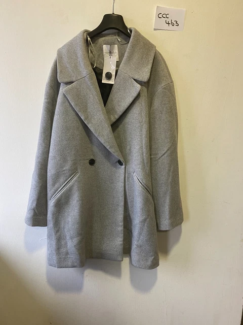 VIOLETA PAR MANGO Manteau Gris Clair À Double Boutonnage Taille L
