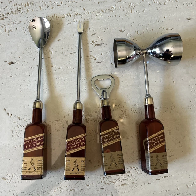 Vintage Johnny Walker Red Label Bar Tool Set With Dice 4 Pc