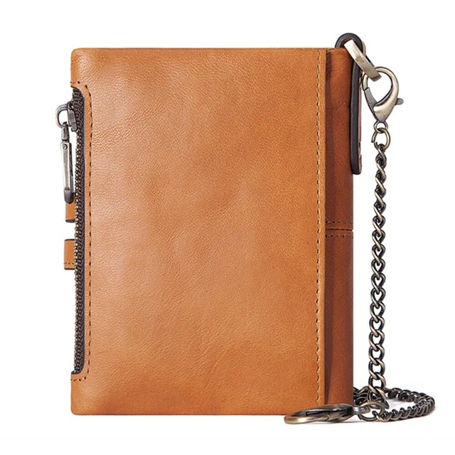 Mens Genuine Leather Wallet RFID Credit Card Holder Biker Trucker with Chain 2