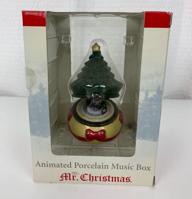 MR CHRISTMAS ANIMATED Porcelain Music Box Holiday Plays O Christmas