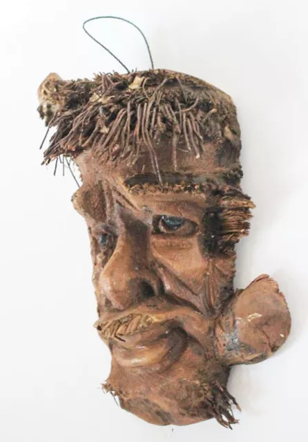 23 CM Hoch Wand Maske Hergestellt Aus Mangrove Holz Gesicht Alter Mann