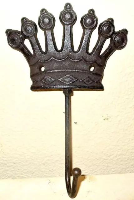 Cast Iron Metal Crown Hat Coat Robe Bathroom Towel Wall Hook Home Garden Decor