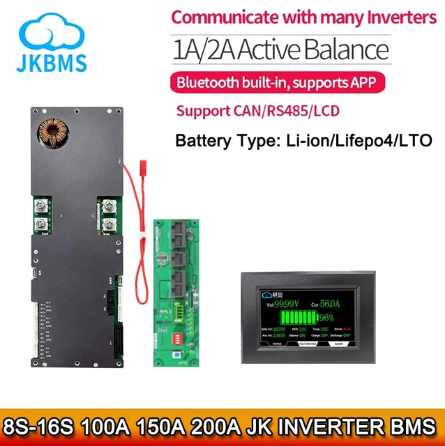 JK Inverter BMS 8S-16S 100A-200A RS485 CAN For Solar Home Energy