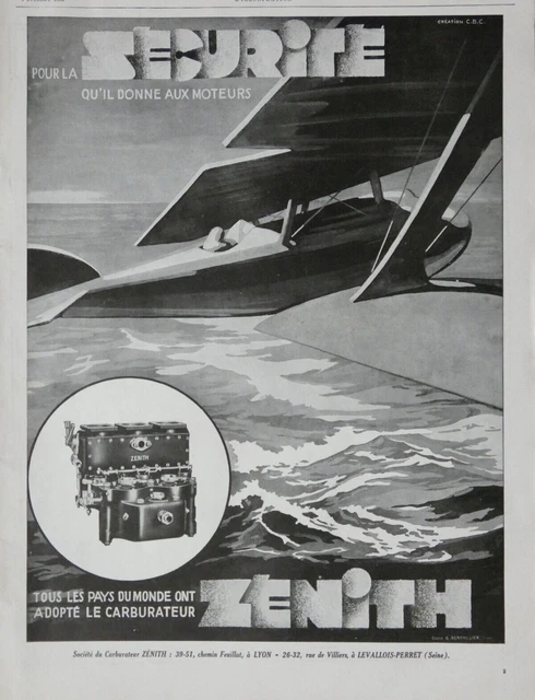 1928 Press Advertisement Zenith Carburetor Safety For Your Engine