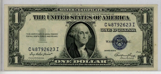 1935-E United States Dollar Currency $1 Silver Certificate - FREE SHIPPING! #927
