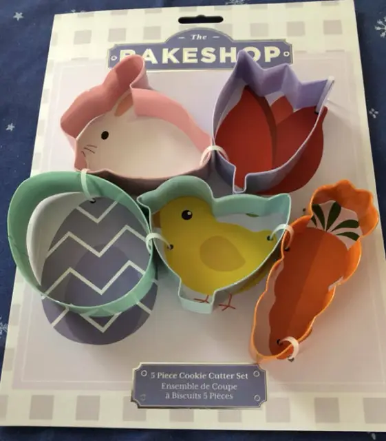 Bakeshop 5 Easter Cookie Cutters NEW Carrot, Egg, Chick,Bunny, Tulip