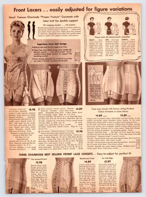 1950's PRETTY WOMEN WOMAN GIRDLE Vintage 8"X11" 1950 Store Catalog Page Ad M403C