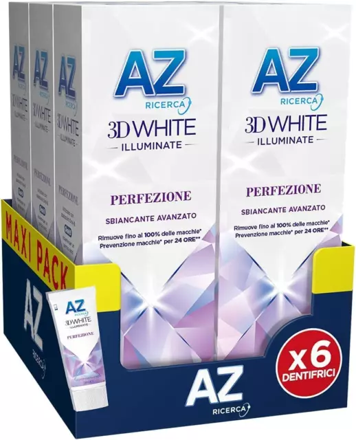 Dentifricio Az 3D White Perfezione, Azione Sbiancante Denti Avanzata, 6x50ml 2