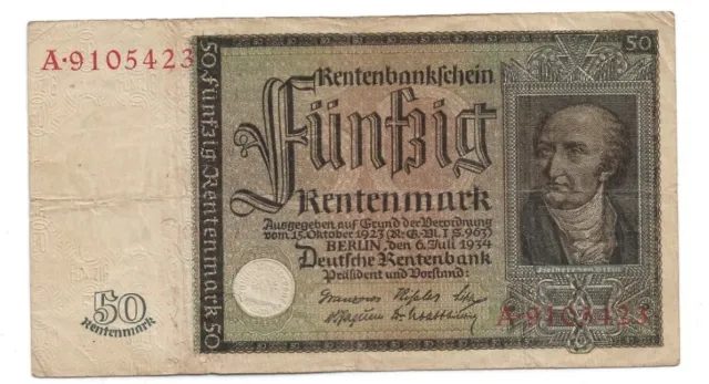 50 Rentenmark 1934 Ro. 165 (3-)