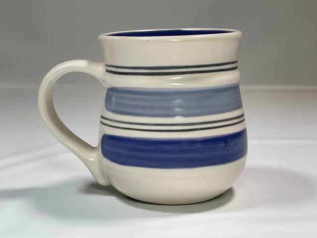 Pfaltzgraff Rio Coffee Mugs Cups Copyright Mexico Blue Stripe Pottery