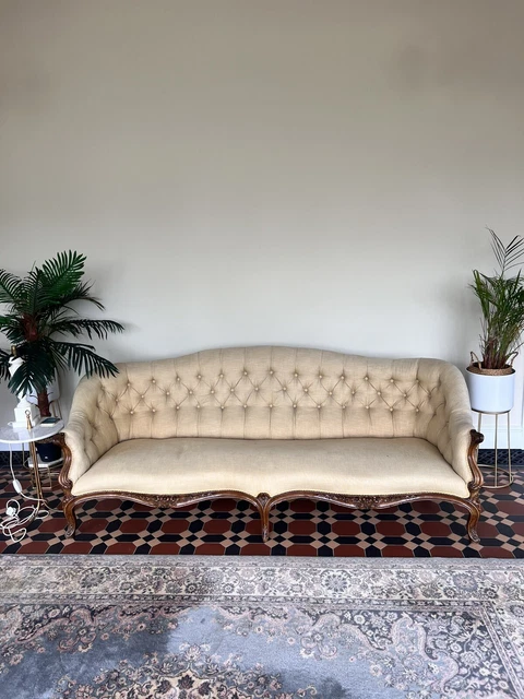 Antique Cream Gilt Sofa Victorian