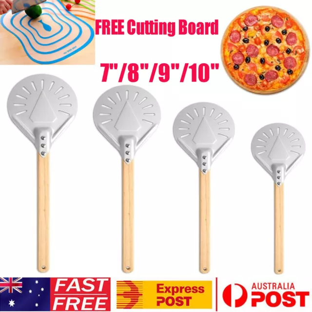 7"/8"/9"/10" Pizza Turning Peel Shovel Pizza Paddle Baker Round Perforated Tray