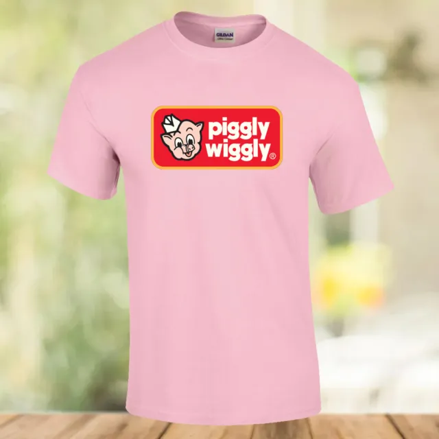 Piggly Wiggly Grocery Store Logo Mens T-Shirt Size S to 5XL