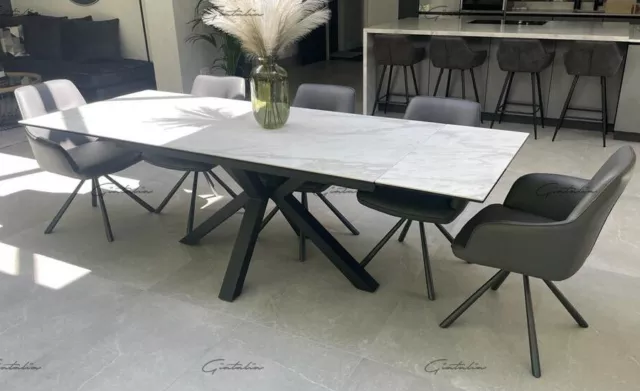 Phoenix Ceramic Marble Small Extending Dining Table 120 - 180cm / 4 to 8 seater