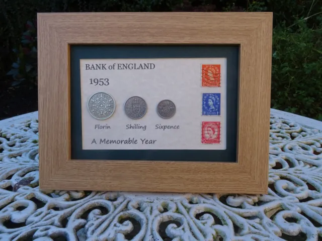 71st Birthday 1953, 3 Coin & Stamps Framed Set, Unique Gift