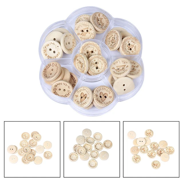 Boutons en bois ronds 150 pièces boutons ronds en bois 0.5 pouces 4