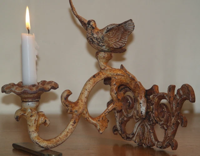 Mid century French Candelabra, decretive cast iron figurative dove, great aging