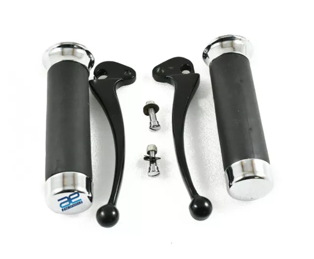 VESPA LML STAR STELLA PX Handle Grip Set Chrome Cap + Clutch Brake Lever