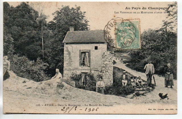 AVIZE - Marne - CPA 51 - the firefighter's house - Avize mountain