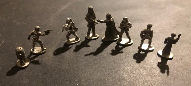 Star Wars Monopoly 1997 Classic Trilogy Edition all 8 Pewter Tokens