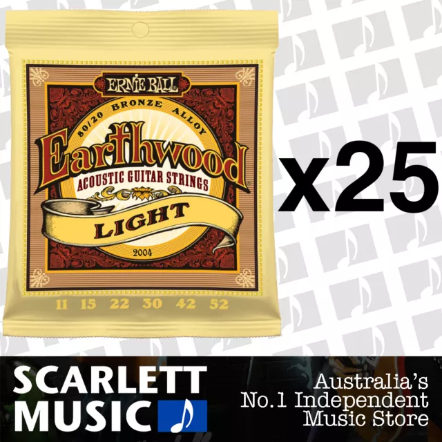 25x Ernie Ball Acoustic Earthwood 11-52 Light Strings *SET OF 25 PACKS*