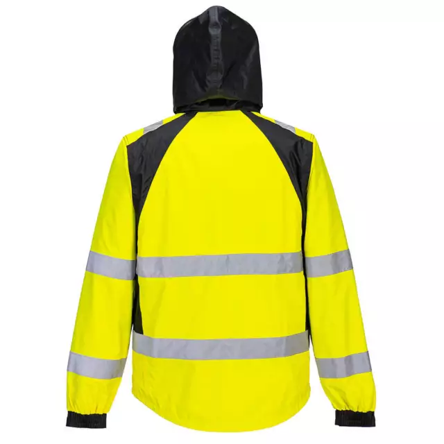 PORTWEST CD860 ECO Hi-Vis Rain Jacket Waterproof Recycled Safety Hooded ...