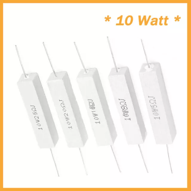 10 Watt Axial Ceramic Cement Power Resistor 10W 0.1 ohm -100K ohm - ALL SIZE