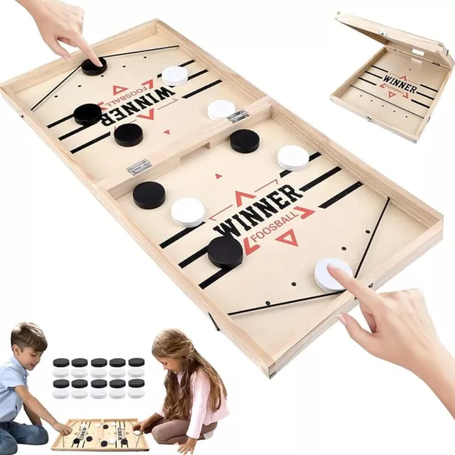 NEW Large Family Game Fast Sling Puck Game Hockey Game Wooden Board Table Toy
