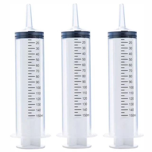 3Pcs Transparent 150ml/cc Plastic Syringe  Industrial & Scientific