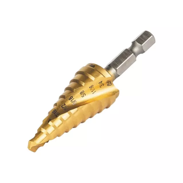 Klein Tools 25963 Step Drill Bit, Spiral Double-Fluted, 1/4" to 3/4", VACO 15