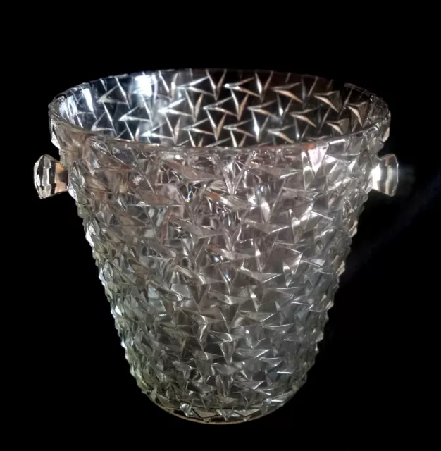 Beau Seau A Champagne Glaçons Ice Bucket En Verre Moulé