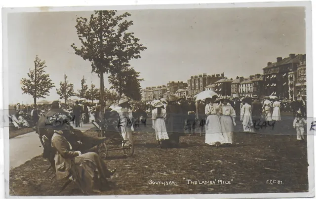 Early Vintage Postcard,The Ladie's Mile,Southsea.portsmouth.hampshire,1910