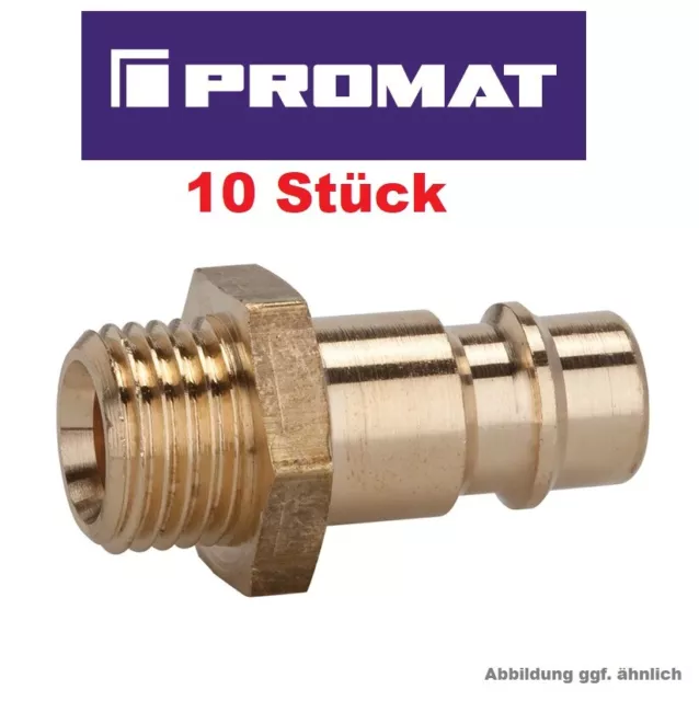 10 Stück Promat Druckluft messing Stecknippel DN 7,2 1/4" Außengewinde AG