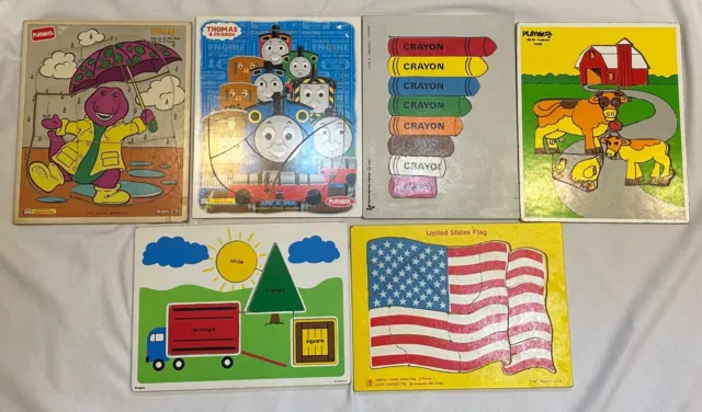 Lot of 6 Vintage Kids Wooden Puzzles